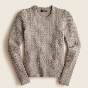 NEW J.Crew Stretch wool cable-knit crewneck sweater GREY M